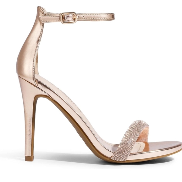 DREAM PAIRS Open Toe High Heels Stiletto Heeled Size 7 Champagne-rhinestone - Picture 2 of 8